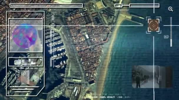 Praia - Alta tecnologia - Vista drone - Satélite - cor - HD — Vídeo de Stock