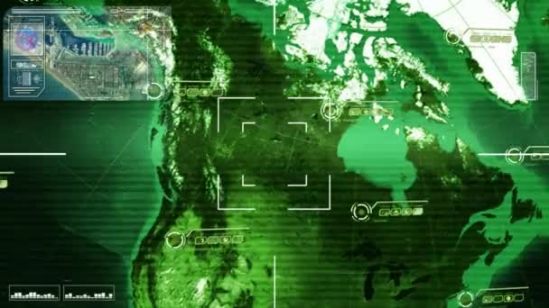 Canadá - Mapa - Alta tecnología - Escaneo - verde — Vídeos de Stock