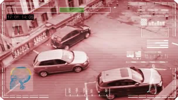 Парковка - интерфейс - цифровое сканирование - красный - HD . — стоковое видео