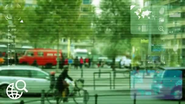Cars passing - monitor - screen - CCTV camera - green — Stock Video