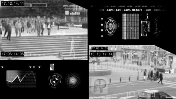 City - Security Camera - Surveillance - Time lapse - grey. — Stock Video