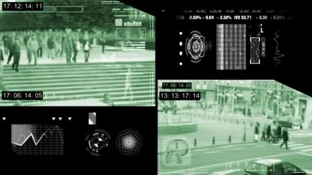 Ciudad - Cámara de seguridad - Vigilancia - Time lapse - verde — Vídeos de Stock