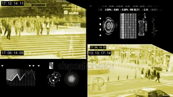 Cidade - Câmera de segurança - Vigilância - lapso de tempo - amarelo — Vídeo de Stock