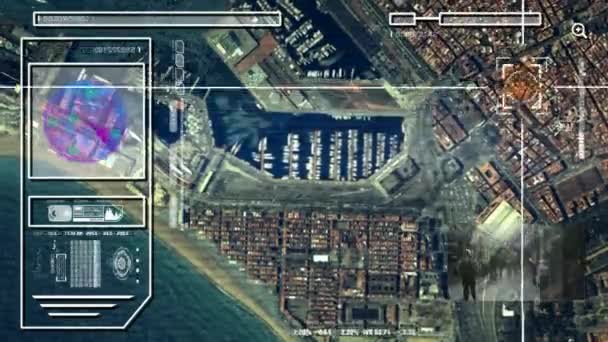 Město - High Tech - Drone View - satelit - barva - Hd — Stock video