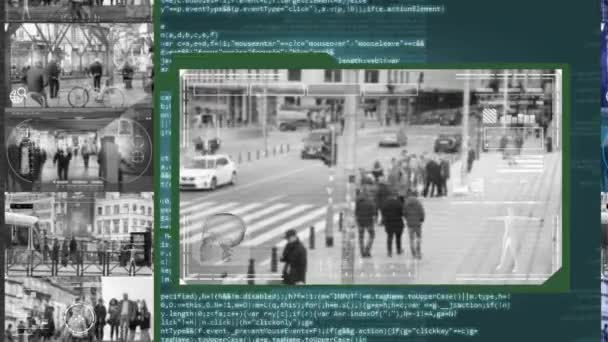 Cruzamento - Câmera de segurança - Vigilância - Cibernético - azul — Vídeo de Stock
