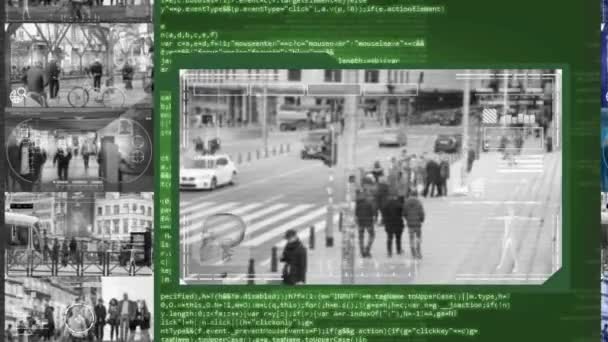 Átkelés - biztonsági kamera - megfigyelő - Cyber - zöld — Stock videók