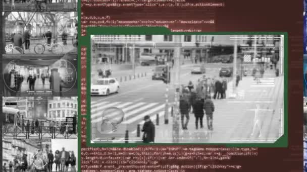 Cruzamento - Câmera de segurança - Vigilância - Cibernético - vermelho — Vídeo de Stock
