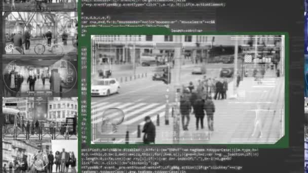 Kruising - Security Camera - toezicht - Cyber - grijs — Stockvideo