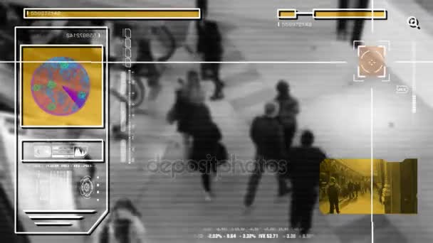 High Tech - Security Scan - Mall - Shopping Center - Analysis - black - HD — Stock Video
