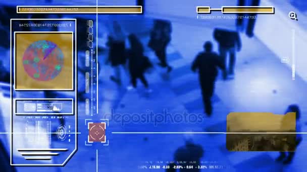 Alta tecnologia - Verificação de segurança - Centro comercial - Centro comercial - Análise - azul - HD — Vídeo de Stock