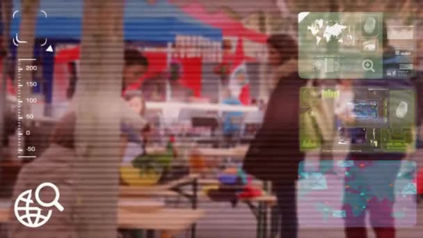 Market Food - monitor - schermo - telecamera a circuito chiuso - rosso — Video Stock