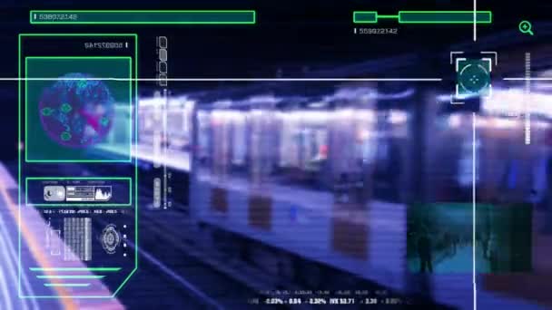 Estação de Metro - Alta tecnologia - Verificação de segurança - pessoas andando - Centro comercial - azul - HD — Vídeo de Stock