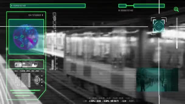 Station de métro - High Tech - Security Scan - personnes marchant - Centre commercial - gris - HD — Video