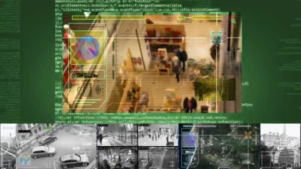 Mall - säkerhet kamera - övervakning - Cyber - grön — Stockvideo