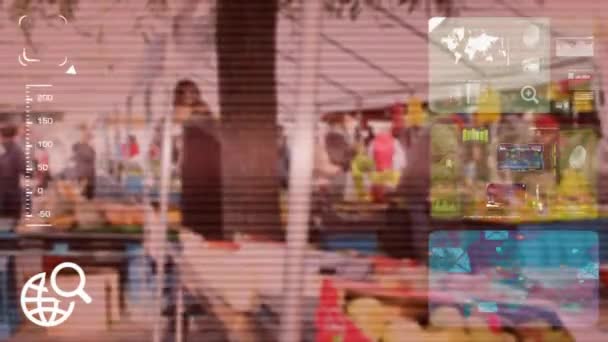 Αγορά - monitor - οθόνη - κάμερα Cctv - κόκκινο — Αρχείο Βίντεο