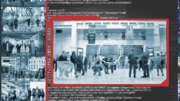Vojenské - bezpečnostní kamera - Surveillance - Cyber - šedá — Stock video