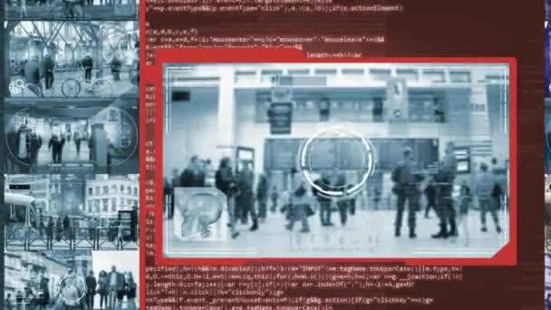 Милиция - камера безопасности - наблюдение - кибер - красный — стоковое видео