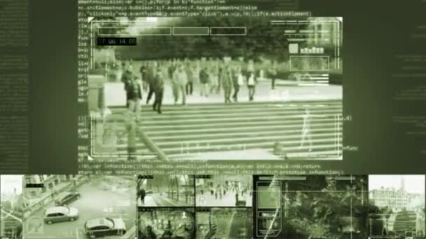 Парк - камера безпеки - спостереження - кібер - зелений — стокове відео