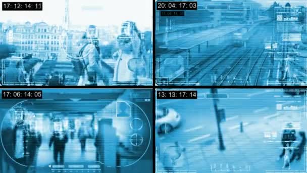 Люди - камера безпеки - спостереження - проміжок часу - синій — стокове відео