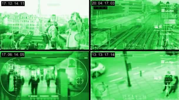 People - Security Camera - Surveillance - Time lapse - green — Stock Video