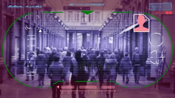 Menschen zu Fuß - Technologie - digitale Benutzeroberfläche - Grafik - blau - hd — Stockvideo