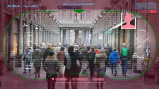 Människor Walking - teknologi - digitalt gränssnitt - grafik - färger - Hd — Stockvideo