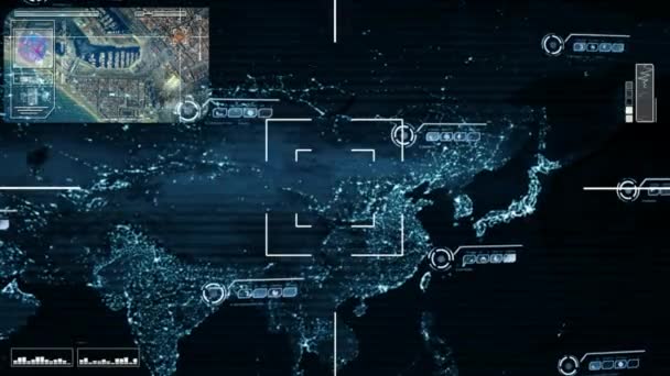 Ryssland - karta - High Tech - Scanning - blå — Stockvideo