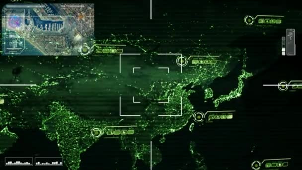 Rússia - Mapa - Alta tecnologia - Scanning - verde — Vídeo de Stock