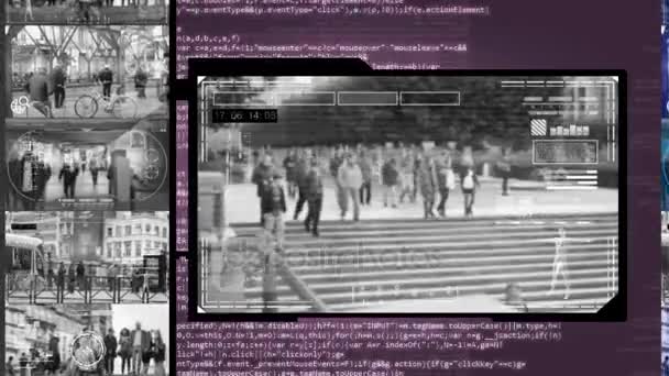 Keresés - biztonsági kamera - megfigyelő - Cyber - lila — Stock videók