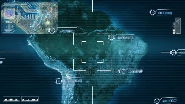 Amérique du Sud - Carte - High Tech - Numérisation - bleu 