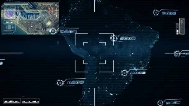 Amérique du Sud - Nuit - Carte - High Tech - Numérisation - bleu 