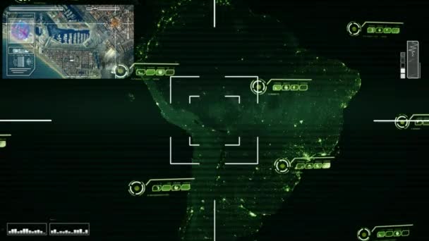 Amérique du Sud - Nuit - Carte - High Tech - Numérisation - vert 