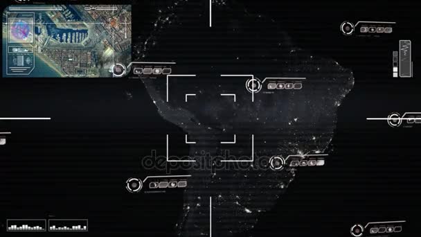 Amérique du Sud - Nuit - Carte - High Tech - Numérisation - Gris 