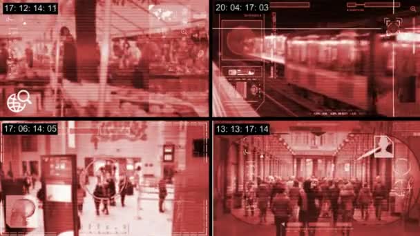 Kém - biztonsági kamera - megfigyelő - Időközű - piros — Stock videók