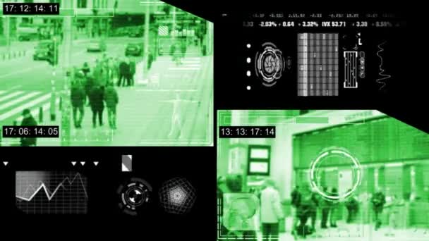 Station - säkerhetskamera - övervakning - tidsfördröjning - grön. — Stockvideo