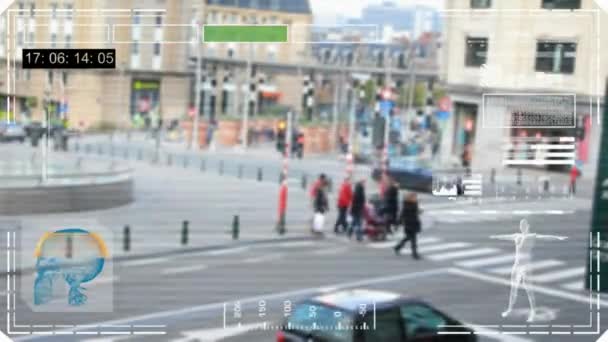 Stop světla ulice - rozhraní - digitální skenování - barvy — Stock video