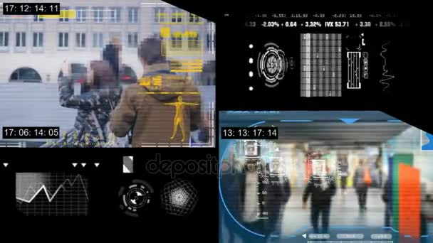 Touristen - Überwachungskamera - Überwachung - Zeitraffer - Farbe. — Stockvideo