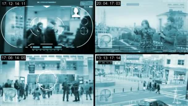 Street - Security Camera - Surveillance - Time lapse - blue — Stock Video