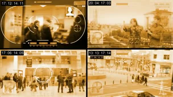 Οδός - κάμερα ασφαλείας - επιτήρηση - χρονική - κίτρινο — Αρχείο Βίντεο