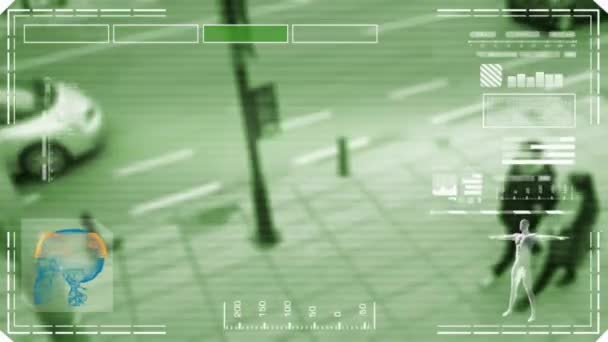 Sudut jalan - interface - digital scan - green - HD — Stok Video