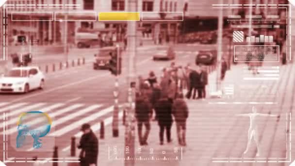 Straßen - Schnittstelle - digitaler Scan - rot - hd — Stockvideo