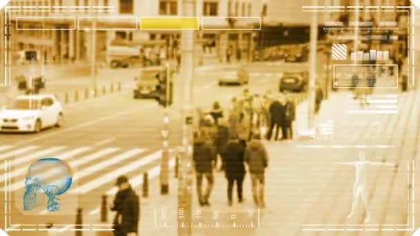 Calles - interfaz - escaneo digital - amarillo - HD — Vídeo de stock
