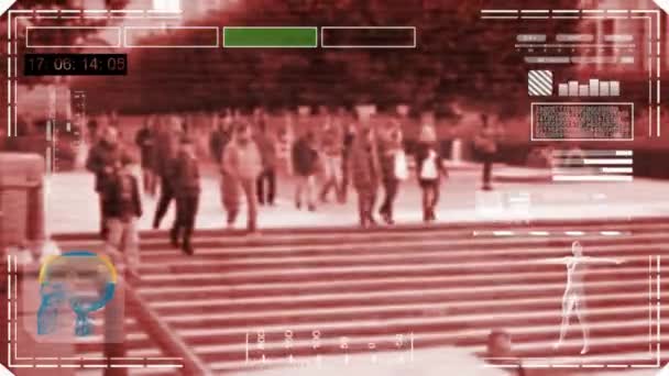 Student gatan - gränssnitt - digital scan - röd - Hd — Stockvideo
