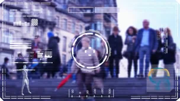 Kráčí - radar - skenování - detekce stopy - bílá - Hd — Stock video