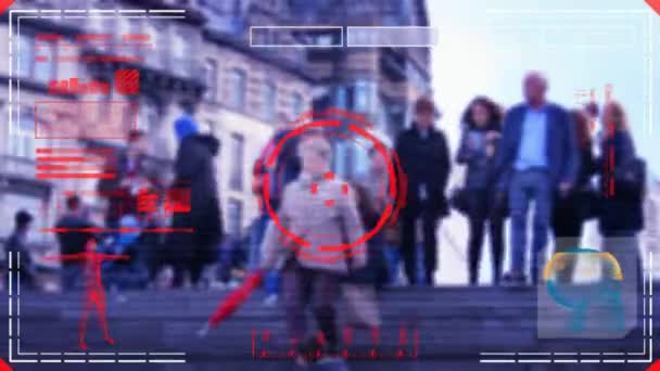 Lopend onderaan - radar - scannen - opsporen van aanwijzingen - rood - Hd — Stockvideo