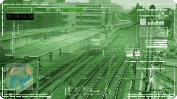 Tren - arabirim - dijital tarama - yeşil - Hd — Stok video