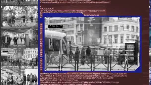 Straßenbahnhaltestelle - Überwachungskamera - Überwachung - Cyber - rot — Stockvideo