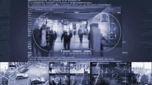 Tunnel - säkerhet kamera - övervakning - Cyber - blå — Stockvideo