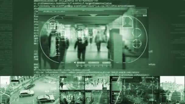 Tünel - güvenlik kamera - gözetleme - Cyber - yeşil — Stok video