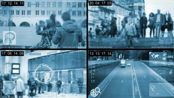 Városi - biztonsági kamera - megfigyelő - Időközű - kék — Stock videók